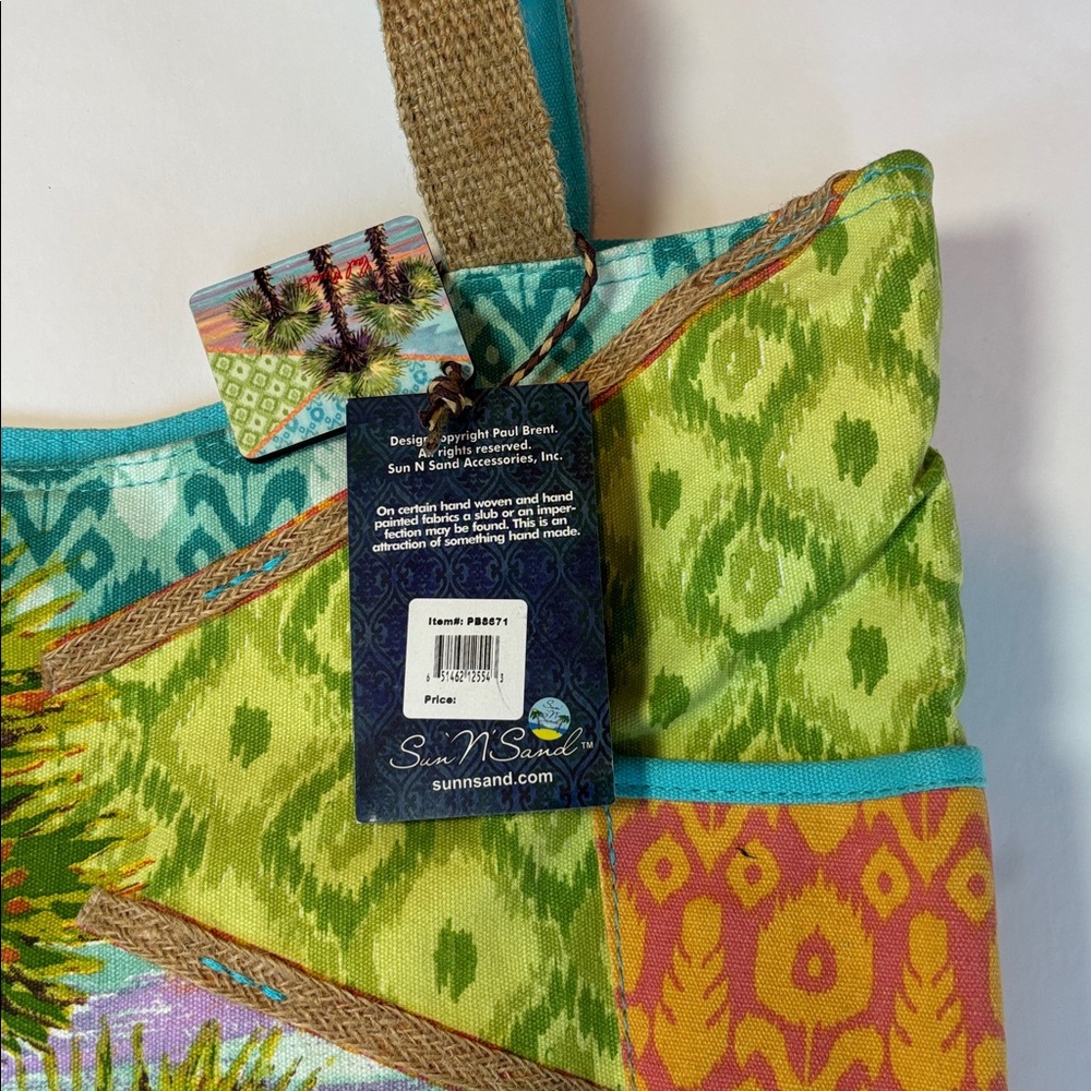 NEW! Paul Brent Canvas Palm Tree Themed Tote - Picture 3 of 8